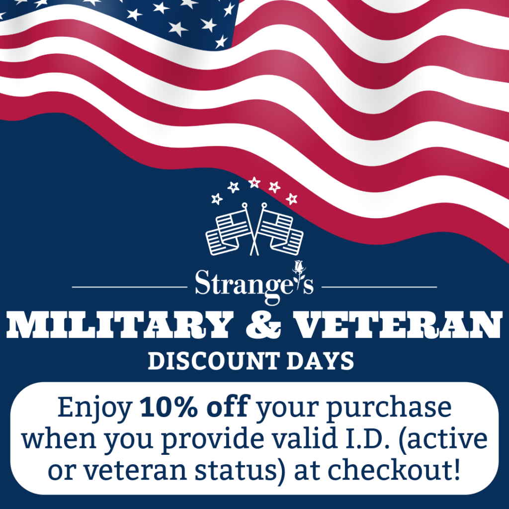On Memorial Day, 5/25, military & veterans enjoy 10% off their purchase when you provide valid ID at checkout!